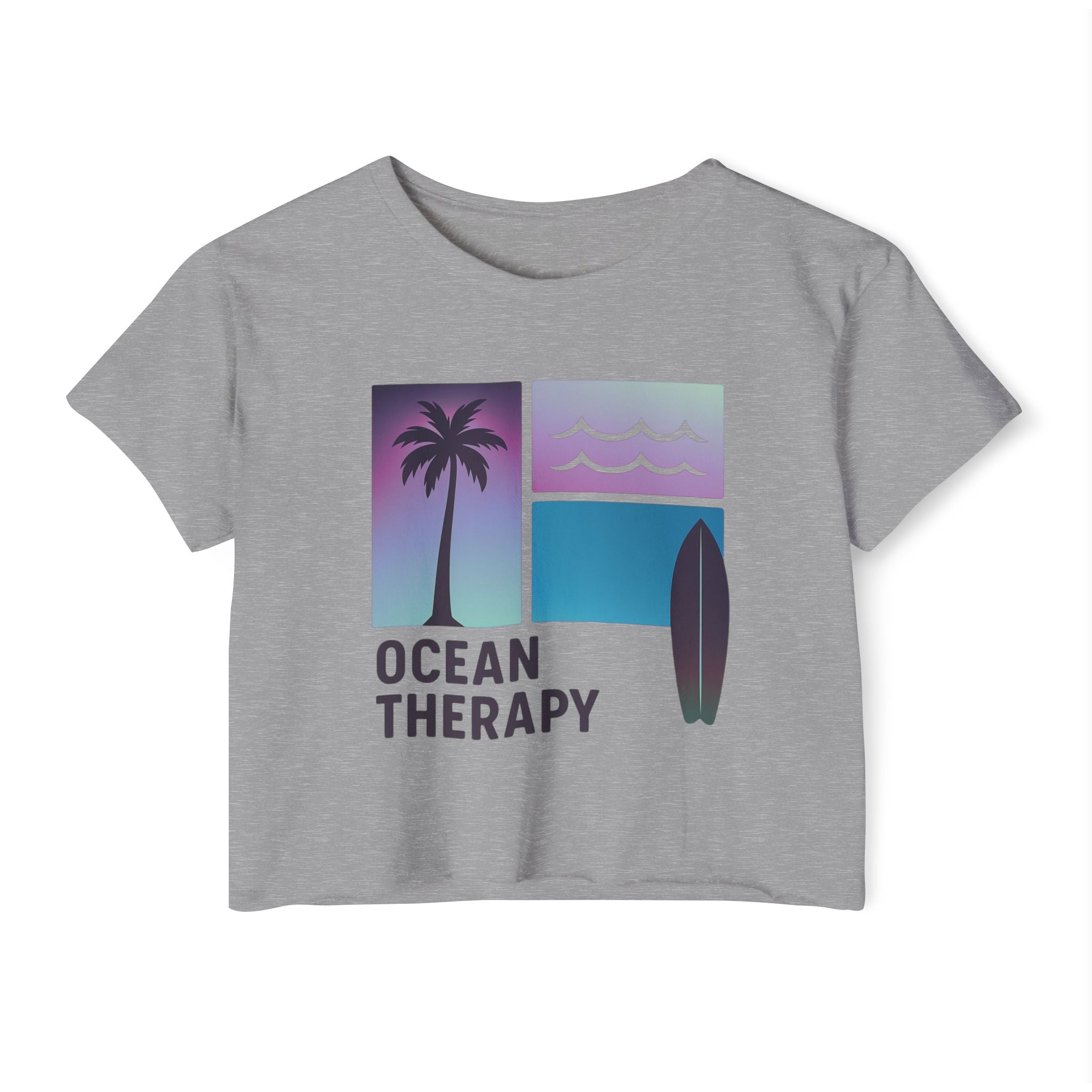 Ocean Therapy Festival Crop Top - Beach Block Purple