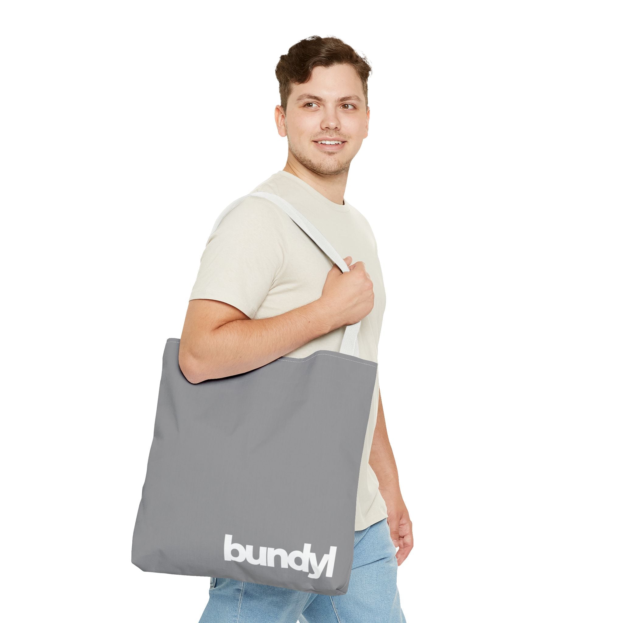 bundyl Logo Beach Canvas Tote Bag - 18x18 in Grey