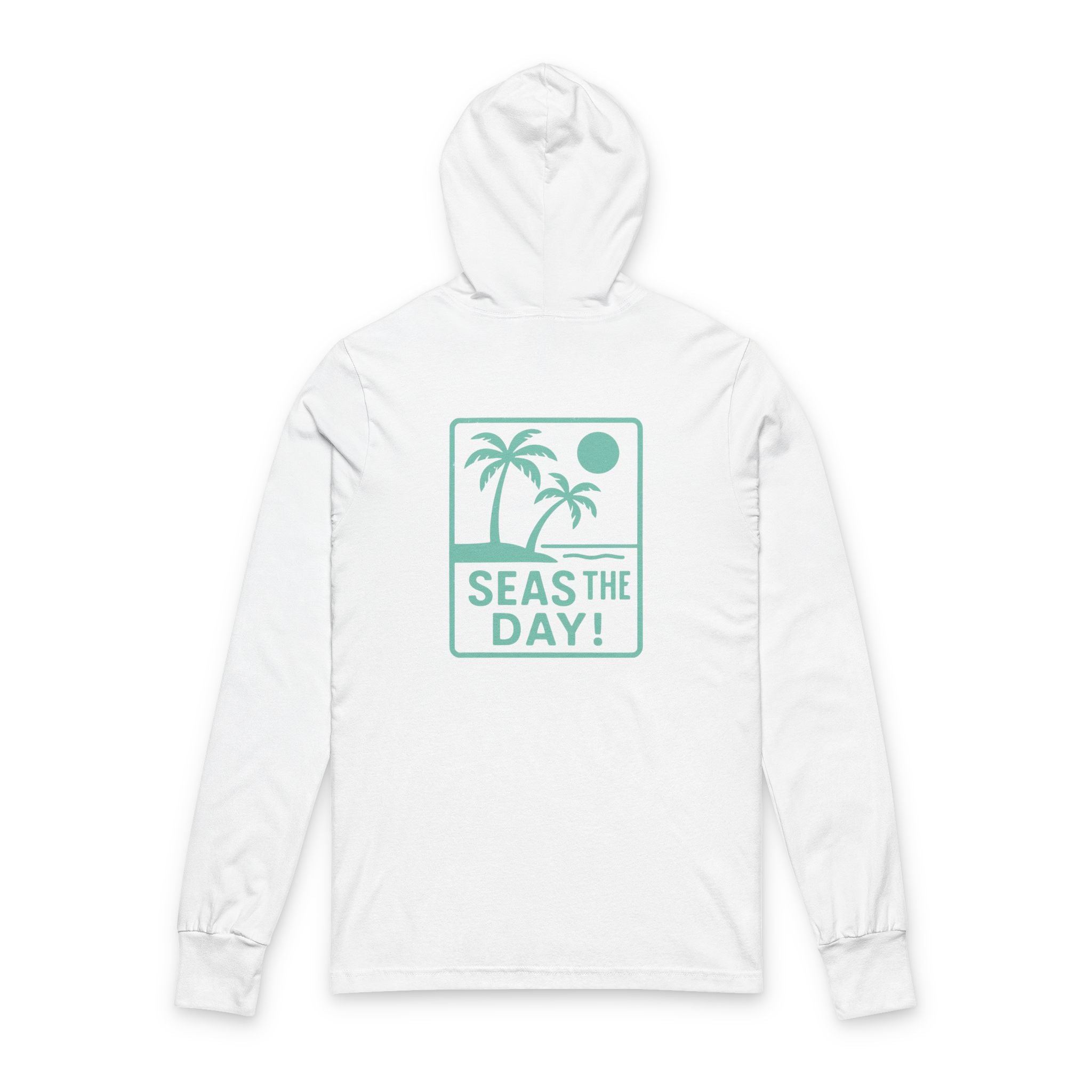 Tropic Beach 'Seas the Day' Long Sleeve Hooded Tee - Seafoam Green