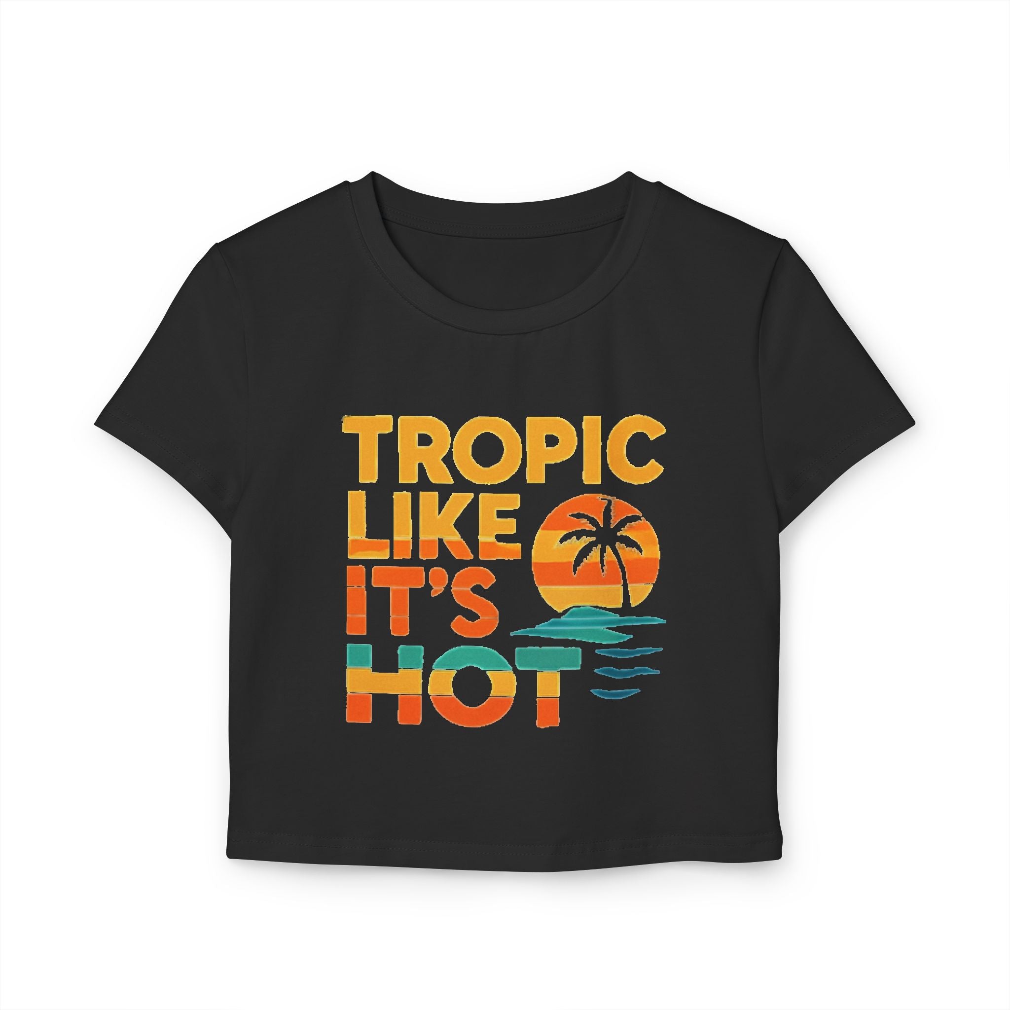 Big & Bold 'Tropic Like It's Hot' Cropped Fitted Tee