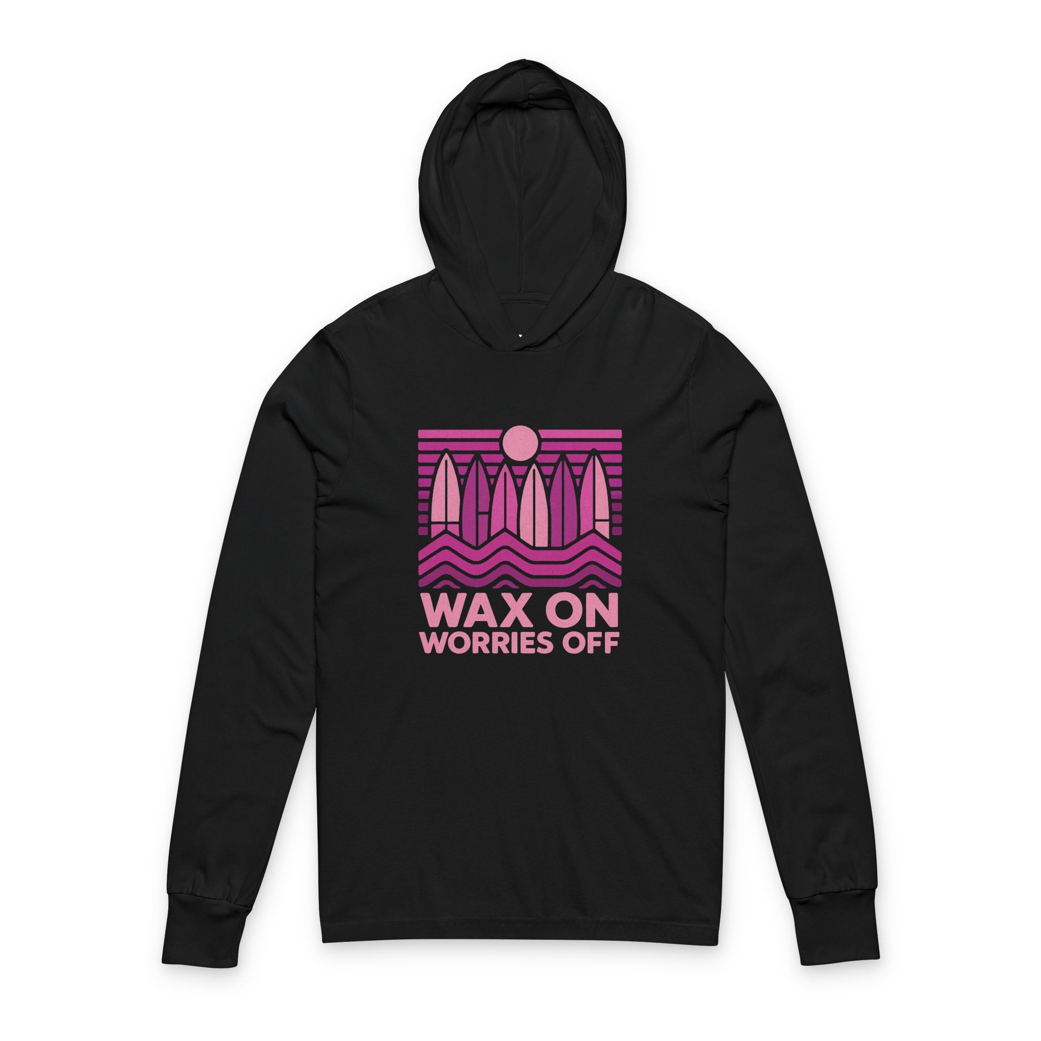 Boards Up 'Wax On' Long Sleeve Hooded Tee - Hot Summer Pink