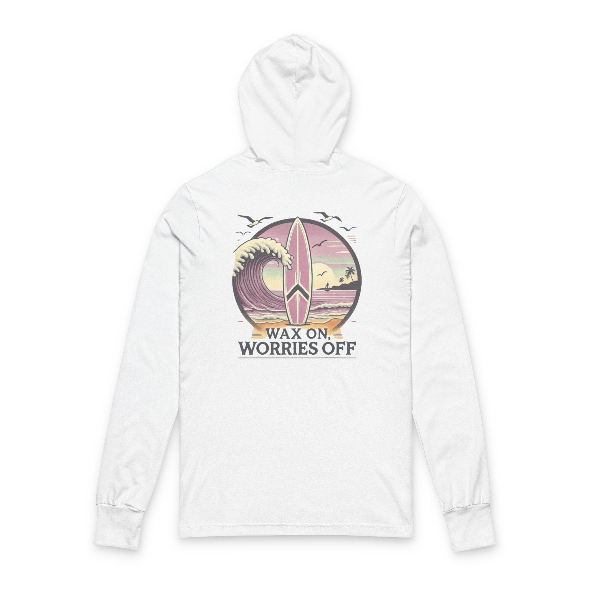 Wave Crest 'Wax On' Long Sleeve Hooded Tee - Clamshell Pink