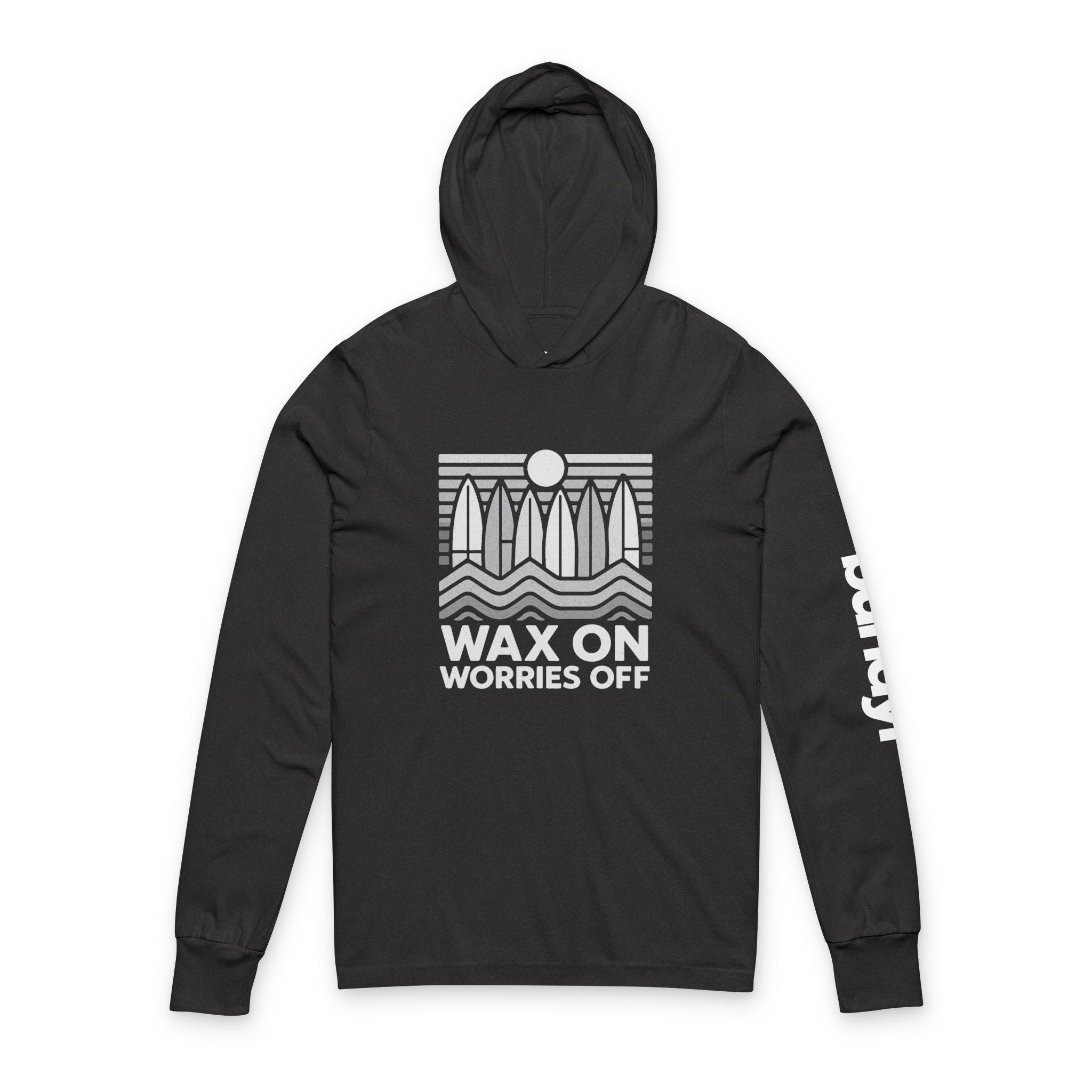 Boards Up 'Wax On' Long Sleeve Hooded Tee - Wave White