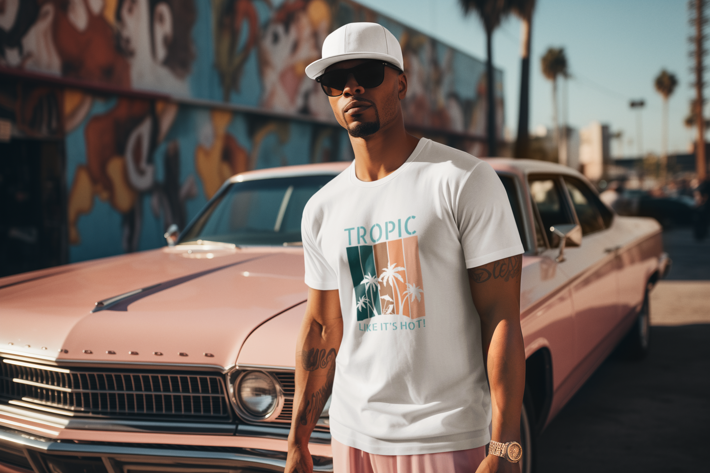 Tropic Panels Fitted Tee - Peaches & Cream