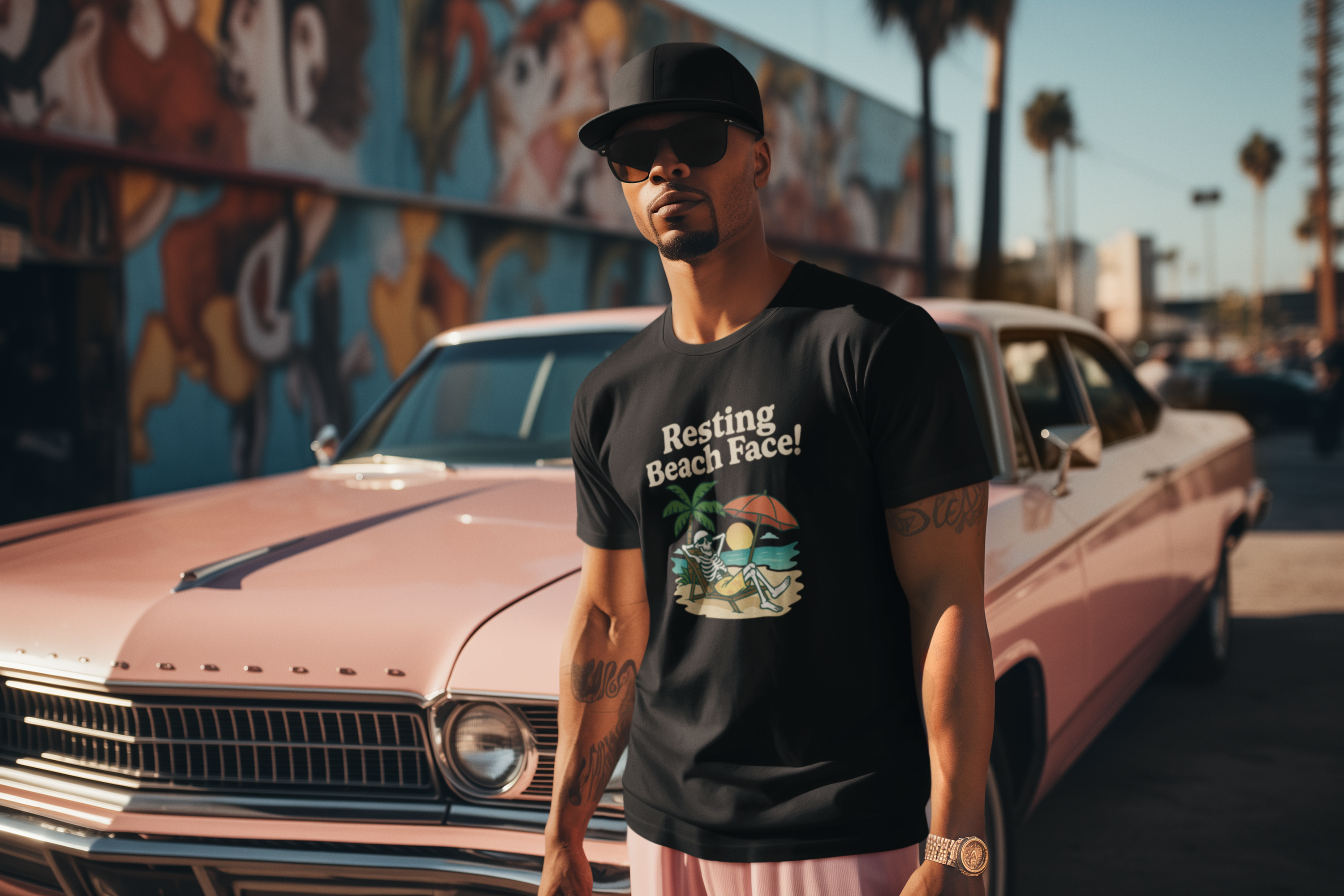 Skully 'Resting Beach Face' Fitted Tee