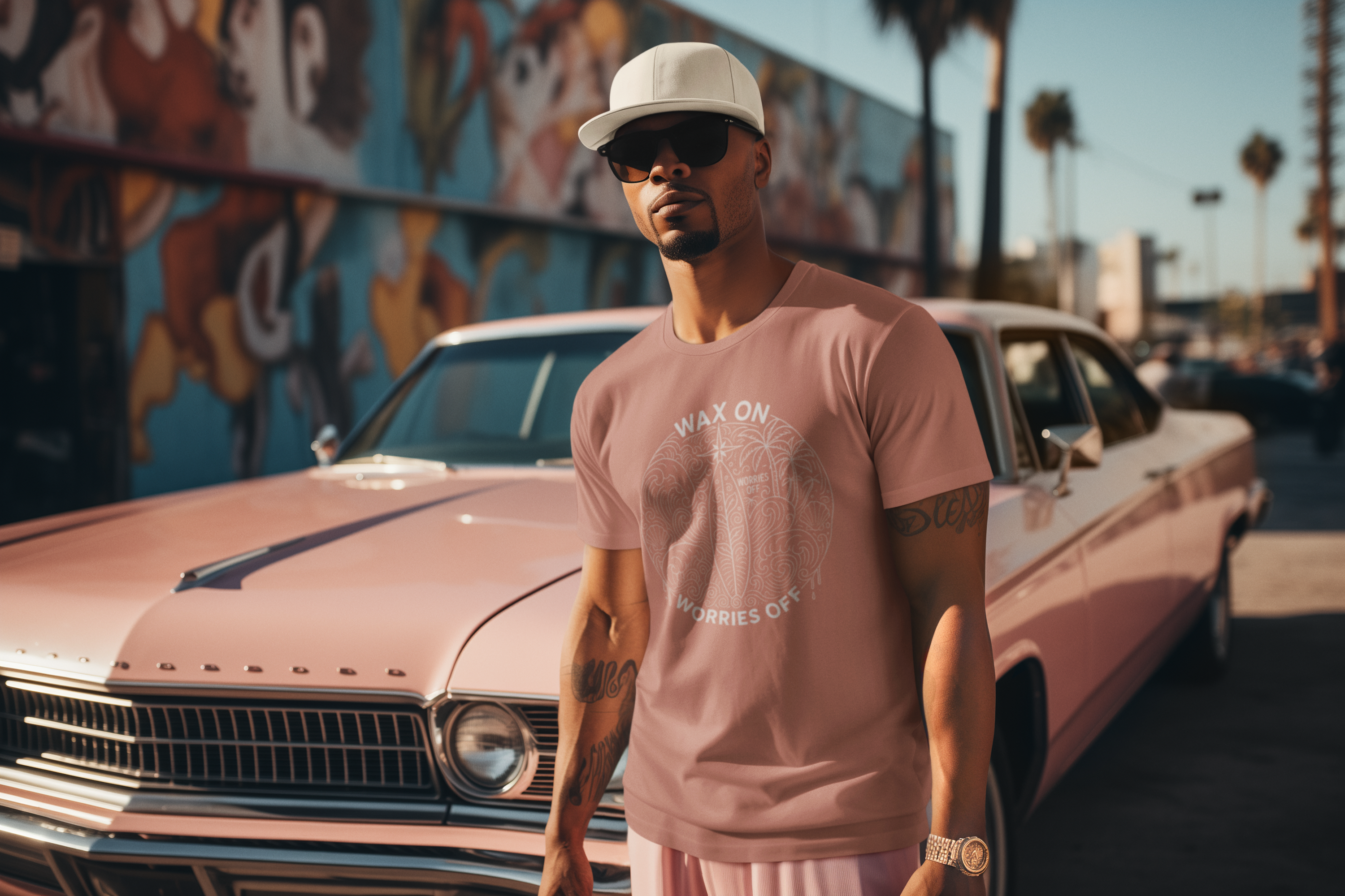 Vintage 'Wax On' Fitted Tee - Pencil White