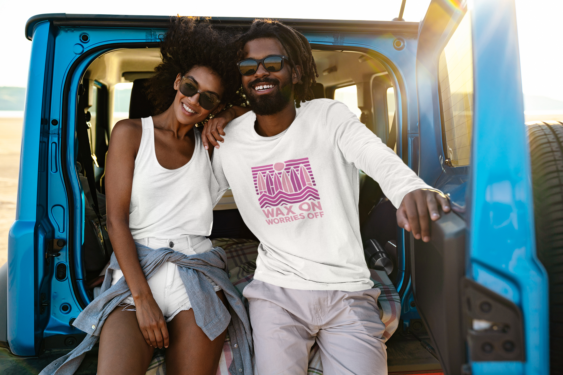 Boards Up 'Wax On' Long Sleeve Tee - Hot Summer Pink