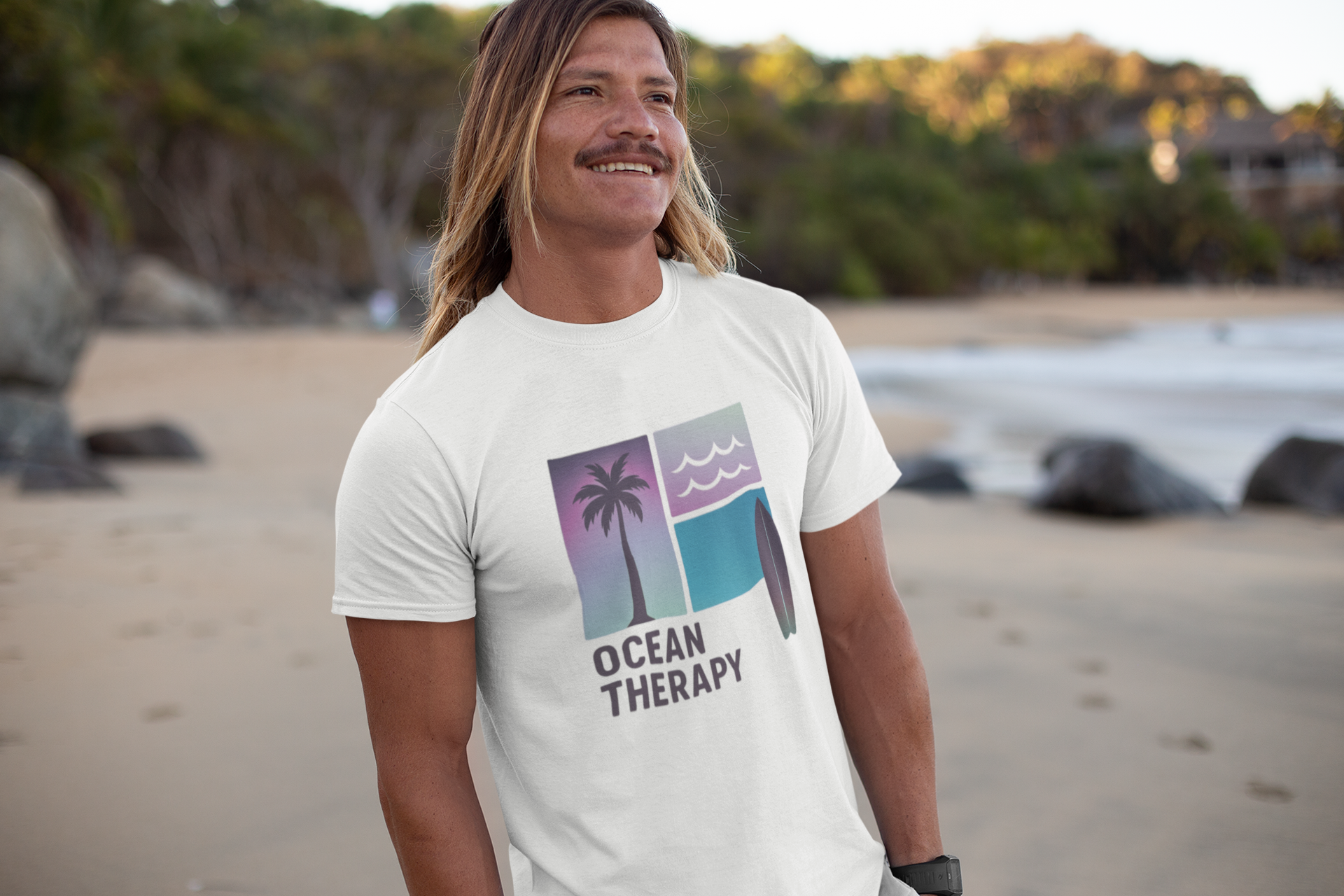 Ocean Therapy Fitted Tee - Beach Block Purple