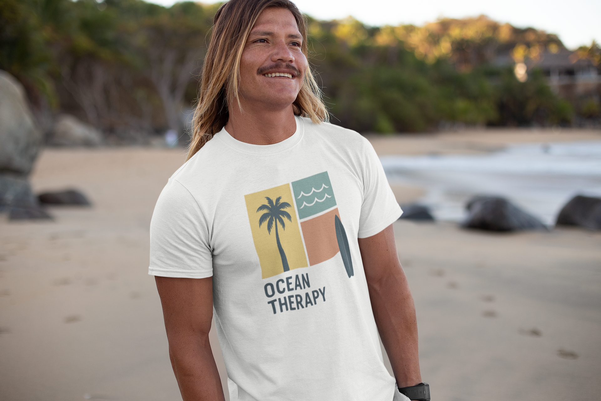 Ocean Therapy Fitted Tee - Beach Block Golden Hour