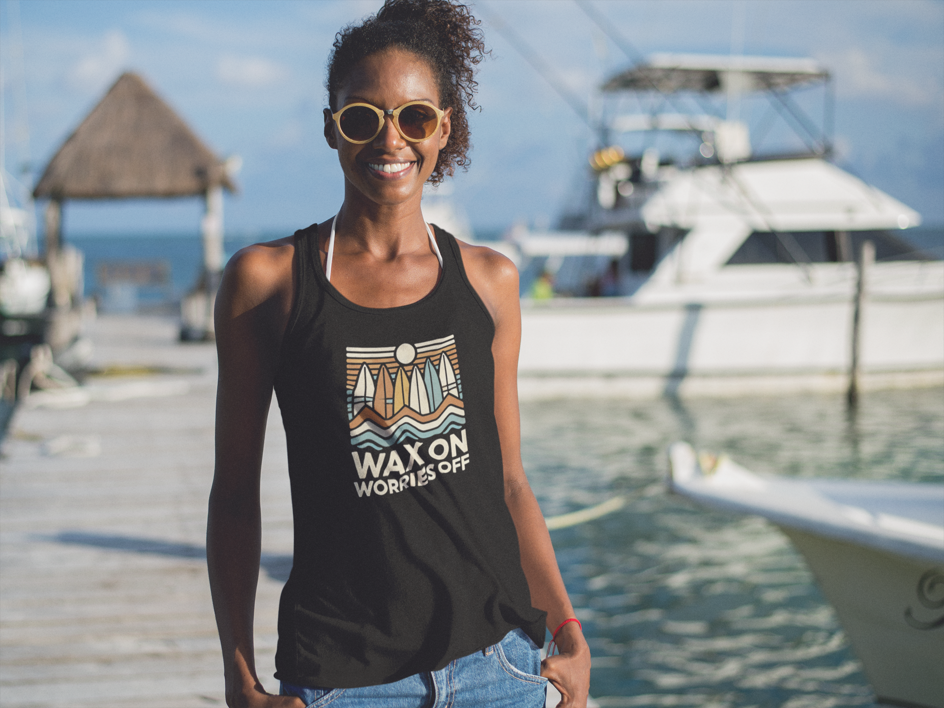Boards Up 'Wax On' Racerback Tank - Sand & Sky