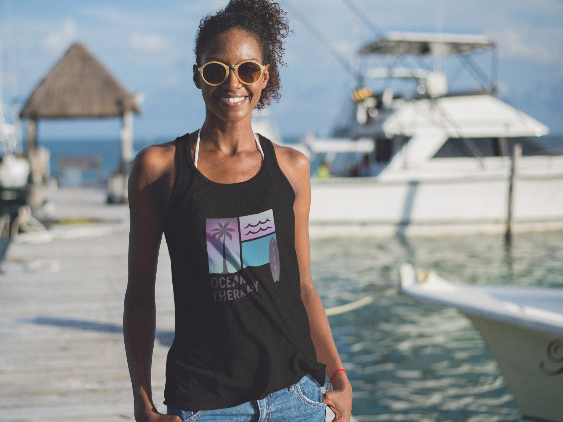 Ocean Therapy Racerback Tank - Beach Block Purple