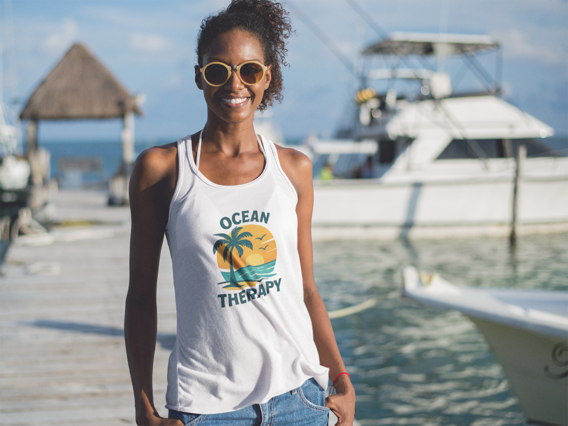 Ocean Therapy Racerback Tank - Sand & Sea