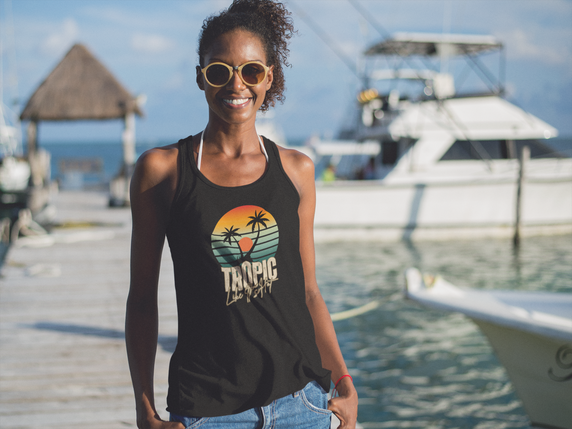 'Tropic Like It's Hot' Sunset Racerback Tank