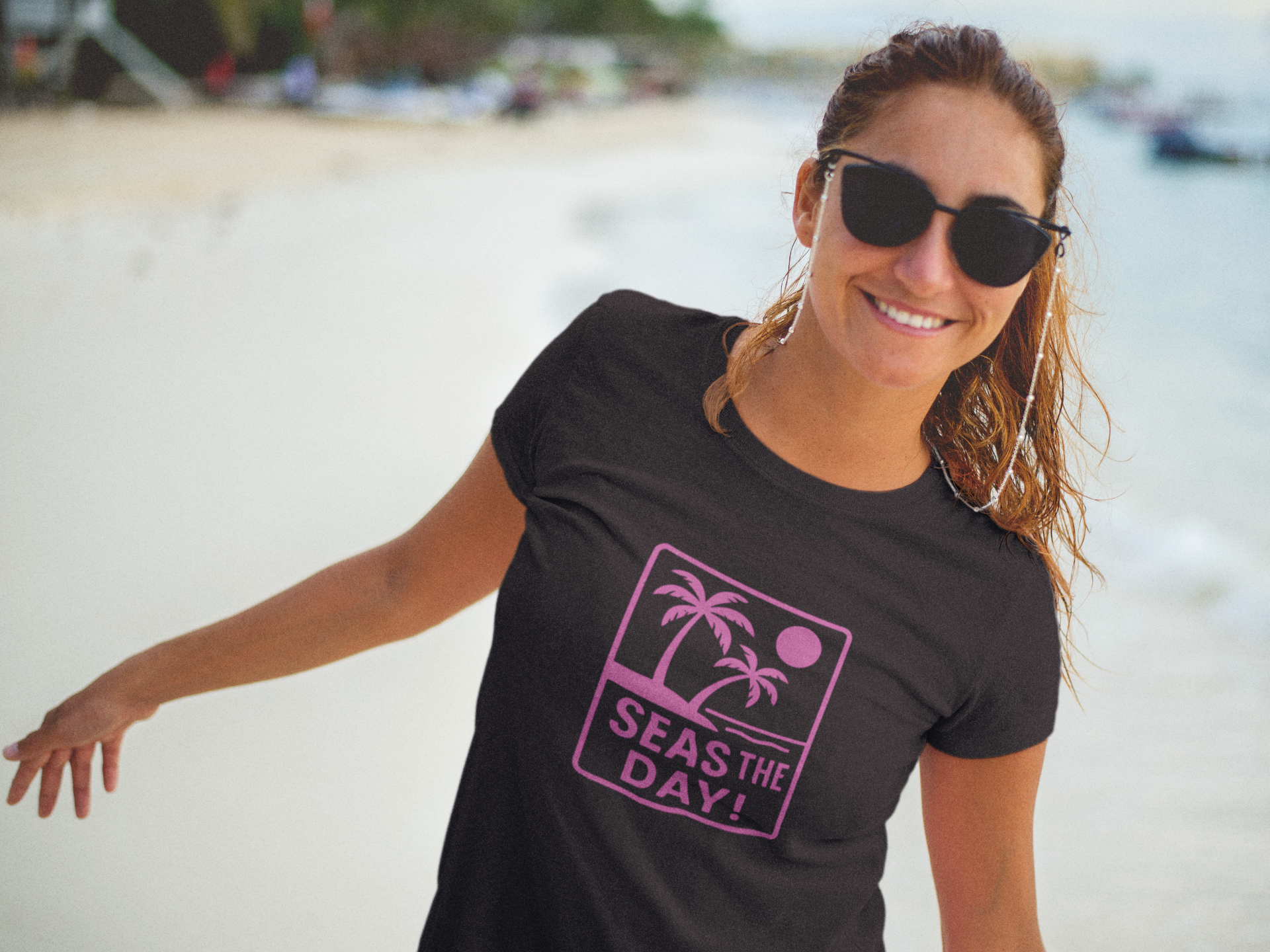 Tropic Beach 'Seas the Day' Favorite Tee - Hot Summer Pink