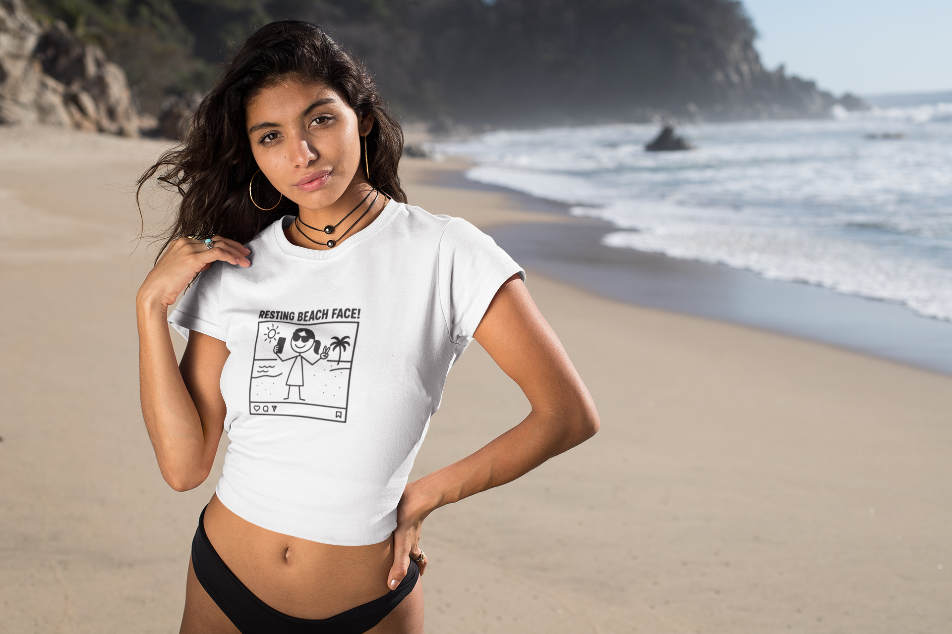 Resting Beach Face! Cropped Fitted Tee - Selfie Girl