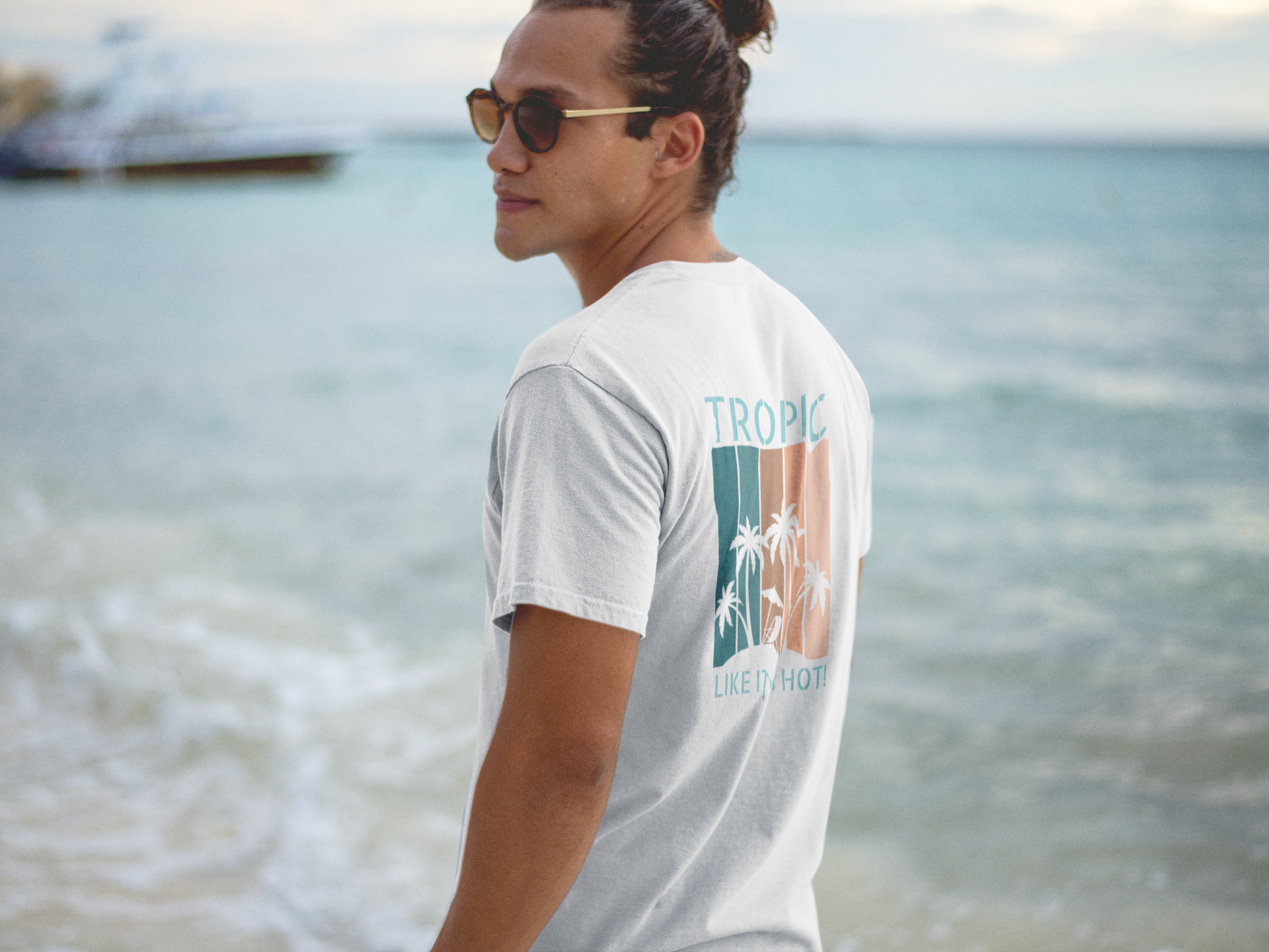 Tropic Panels Relaxed Tee - Peaches & Cream