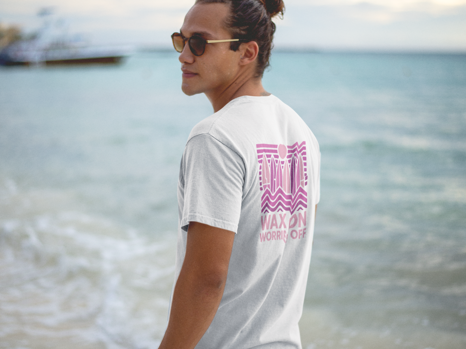 Boards Up 'Wax On' Relaxed Tee - Hot Summer Pink