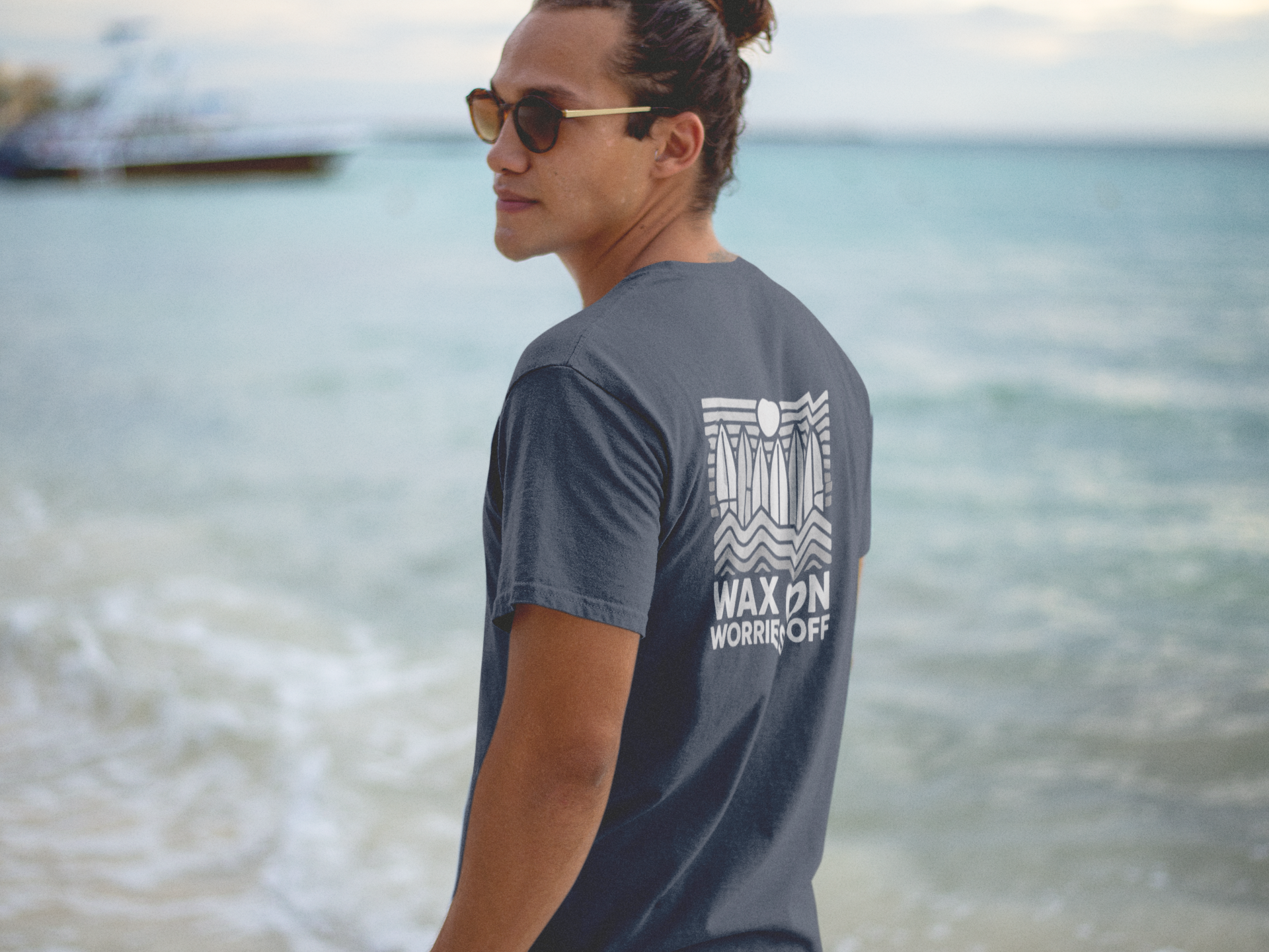 Boards Up 'Wax On' Relaxed Tee - Wave White