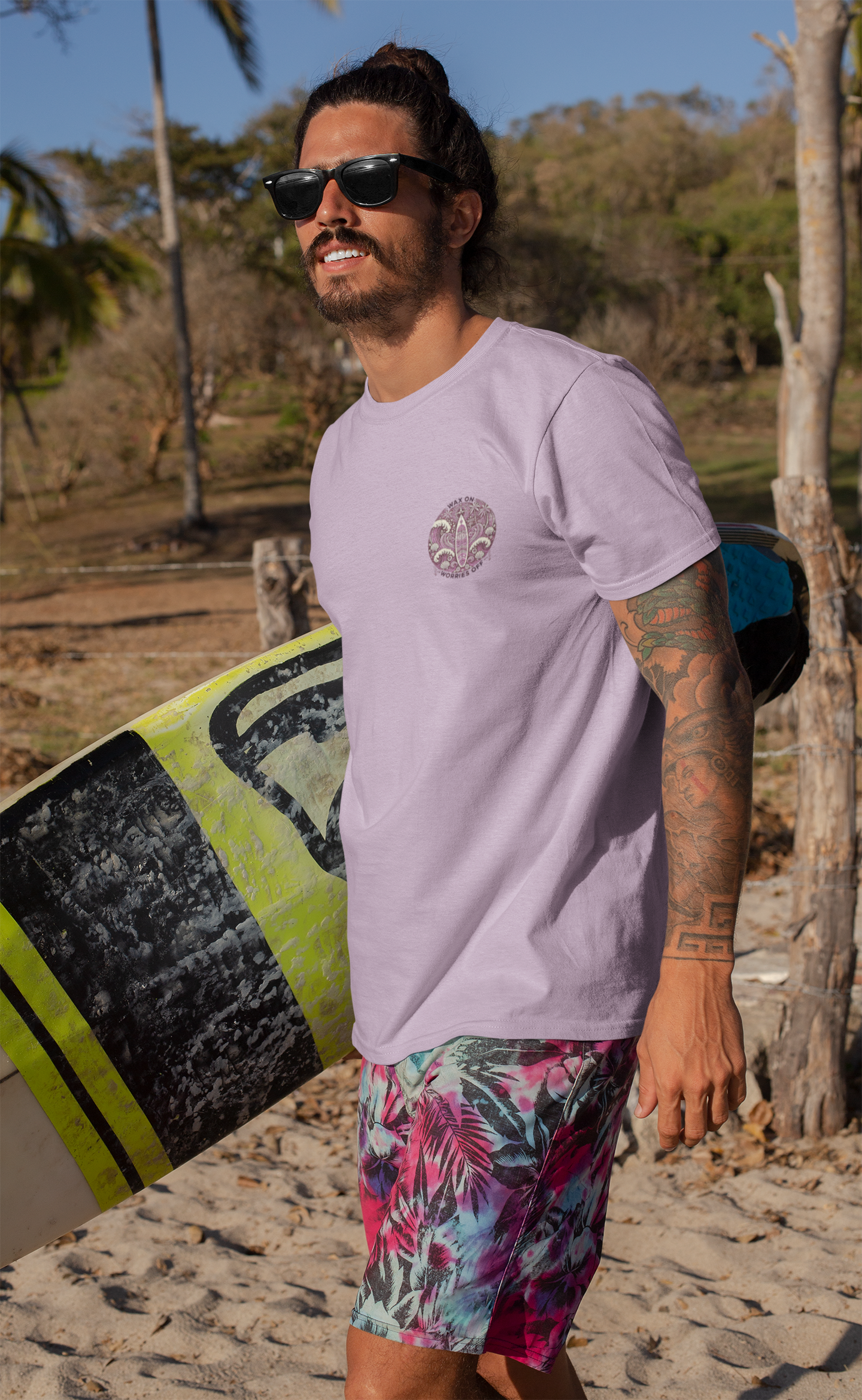 Vintage 'Wax On' Relaxed Tee - Lilac