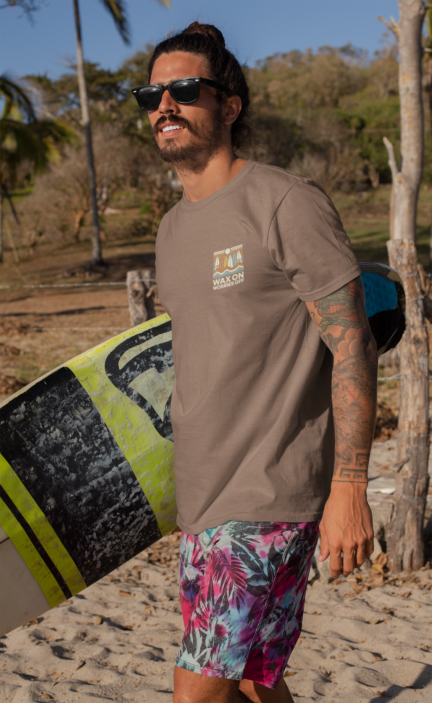 Boards Up 'Wax On' Relaxed Tee - Sand & Sky