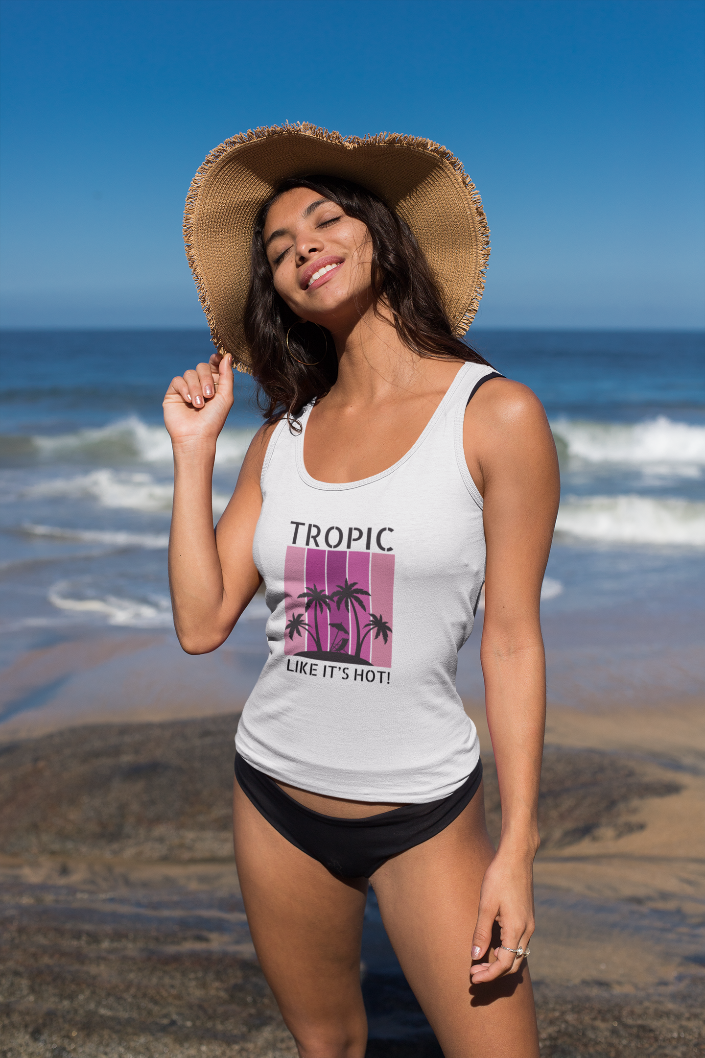 Tropic Panels Racerback Tank - Hot Summer Pink