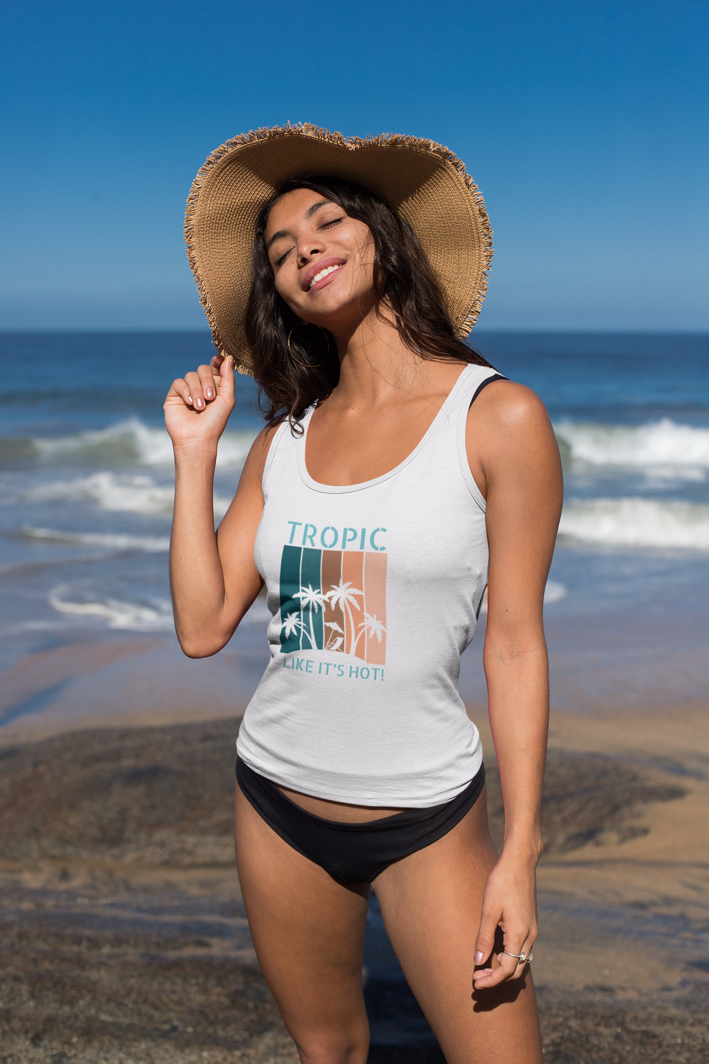 Tropic Panels Racerback Tank - Peaches & Cream